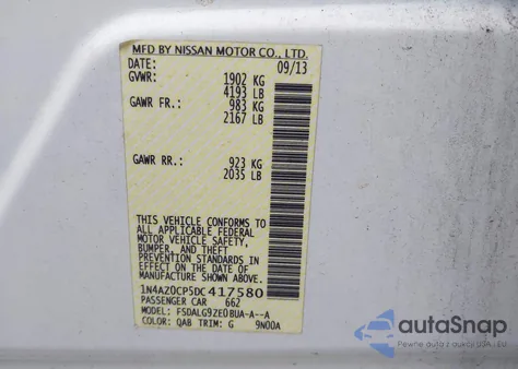 2013 Nissan Leaf Sl из США, поврежденный, VIN 1N4AZ0CP5DC417580